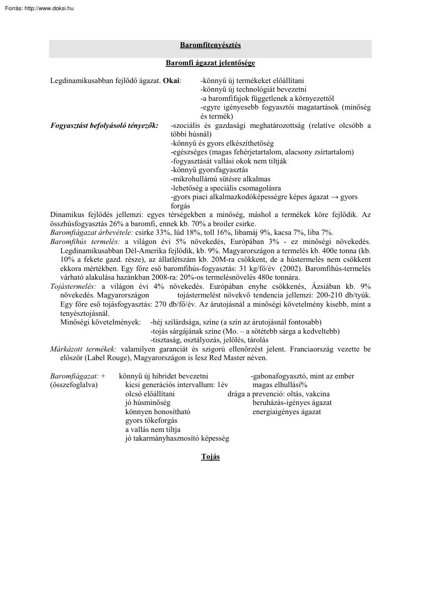 Baromfitenyésztés