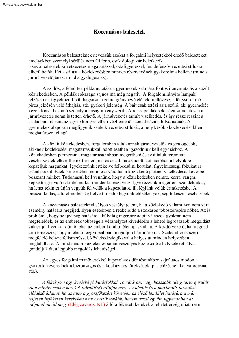 Koccanásos balesetek