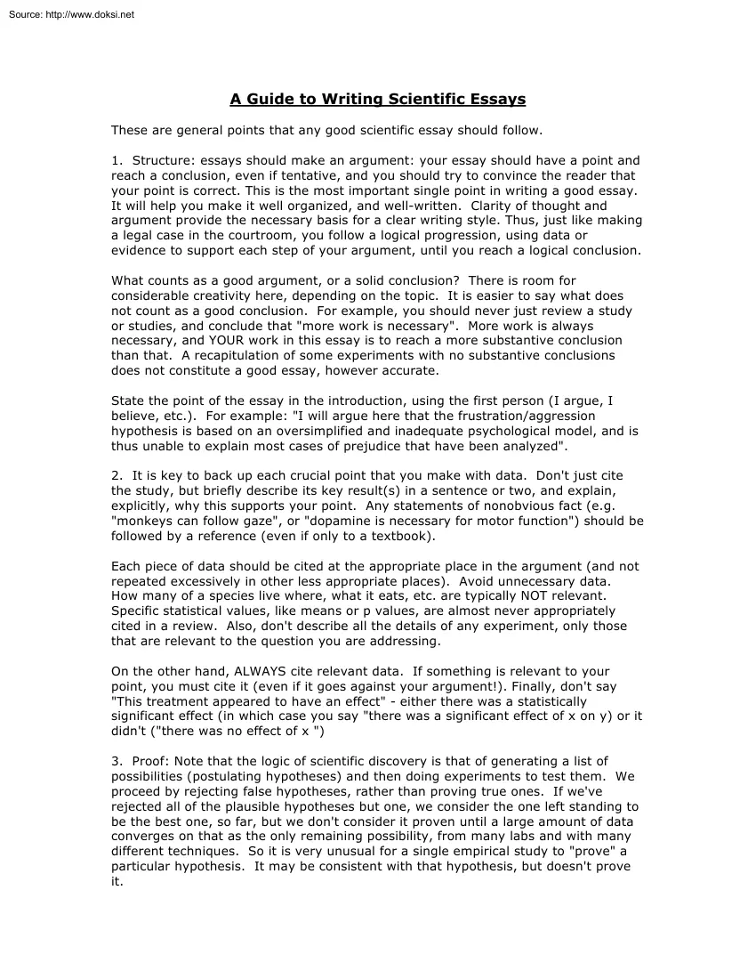 A Guide to Writing Scientific Essays