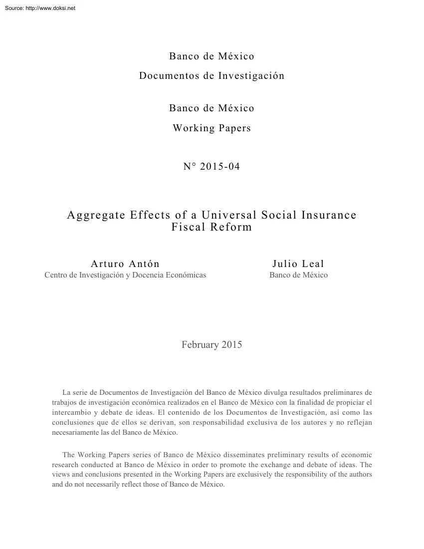 Arturo-Julio - Aggregate Effects of a Universal Social Insurance Fiscal Reform