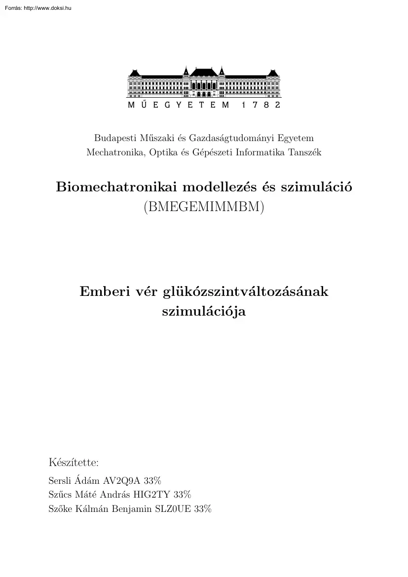 Sersli-Szűcs-Szőke - Emberi vér glükózszintváltozásának szimulációja