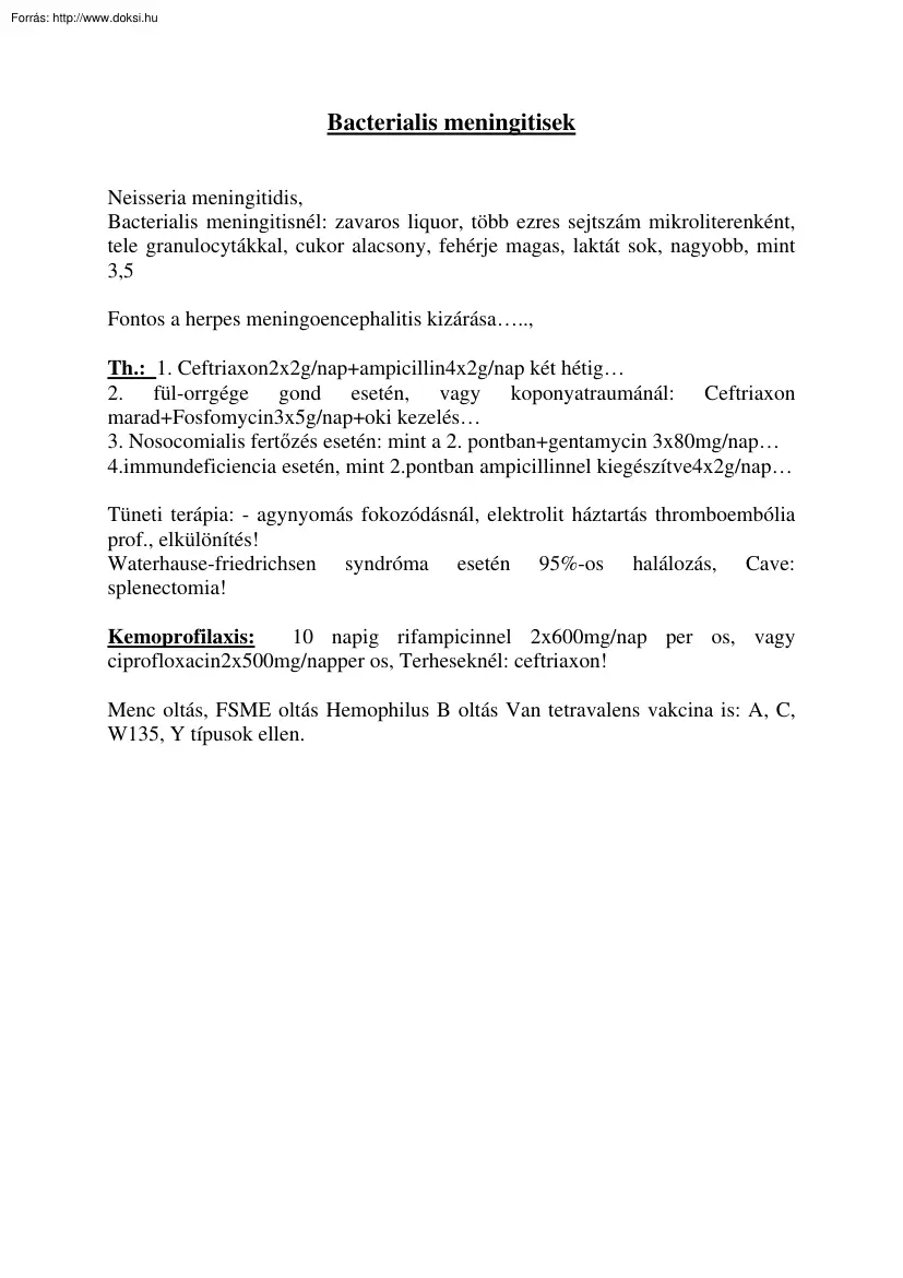 Bacterialis meningitisek
