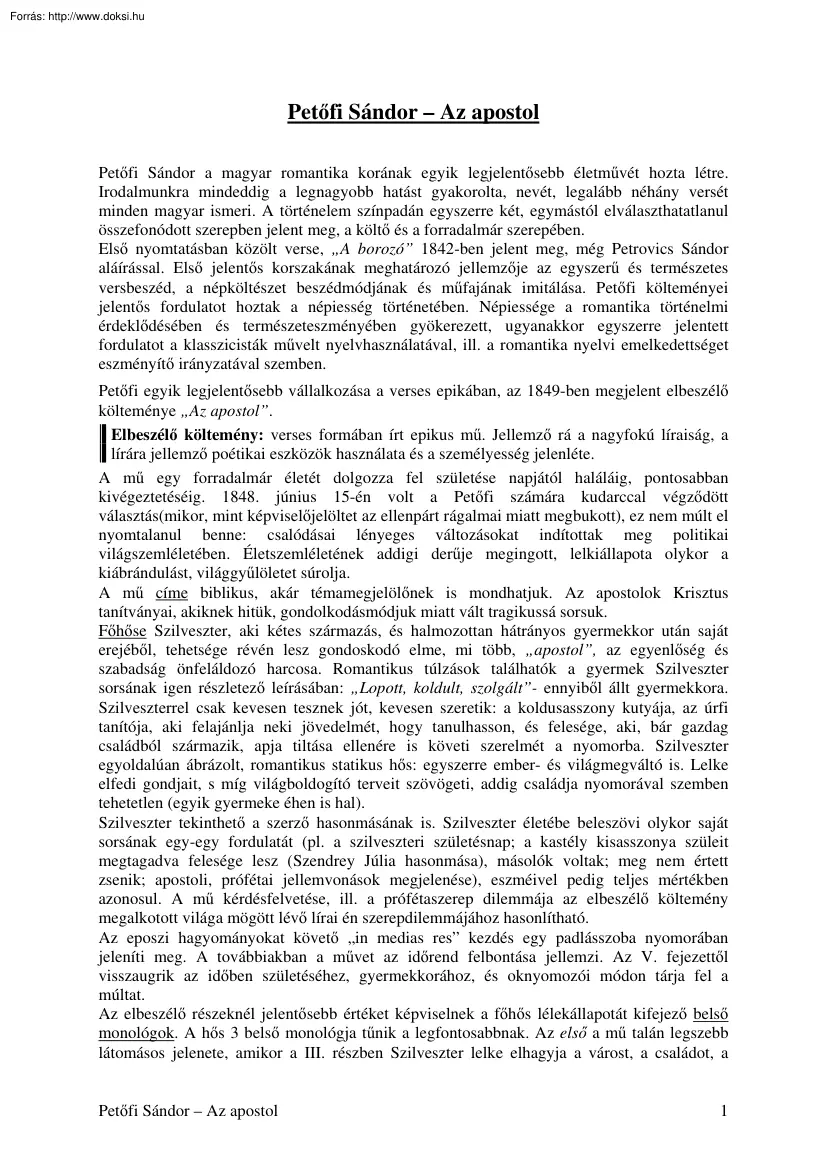 Petőfi Sándor - Az apostol