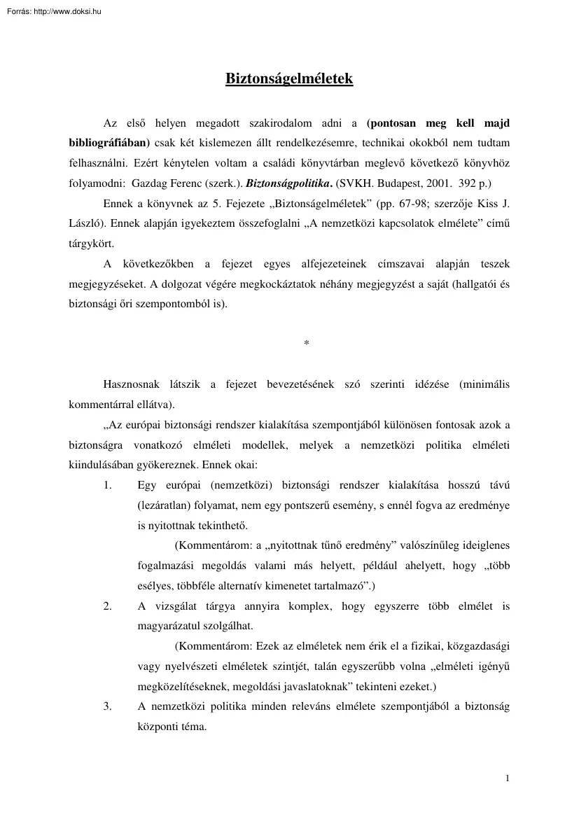 Biztonságelméletek