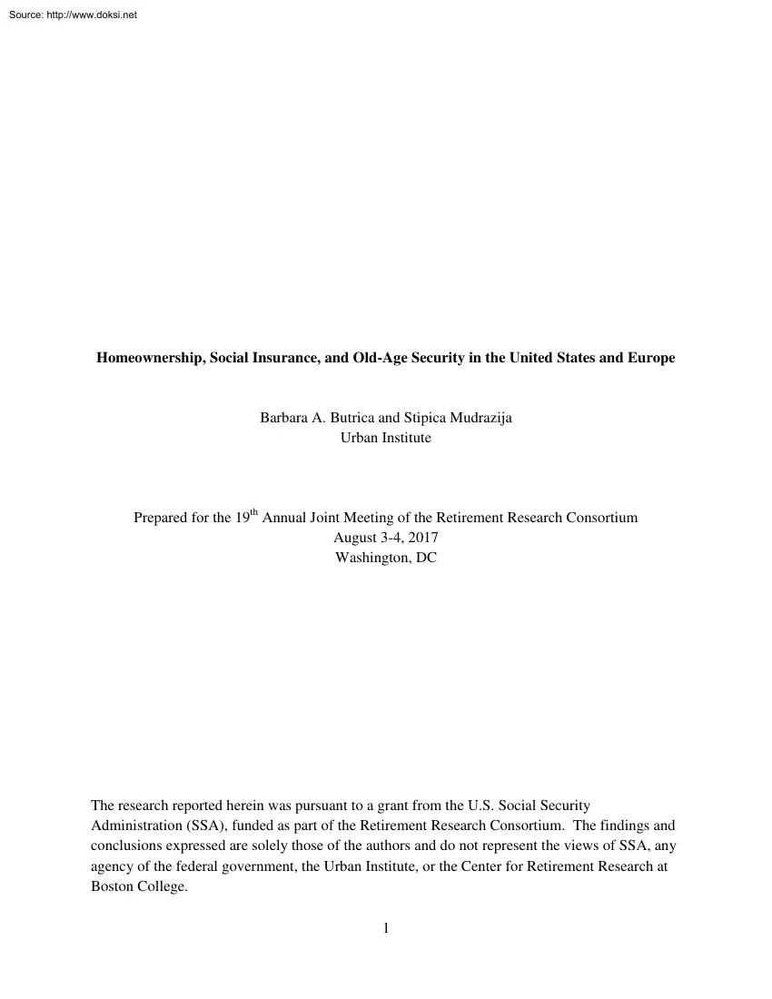 Barbara-Stipica - Homeownership, Social Insurance, and Old Age Security in the United States and