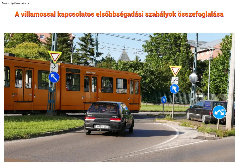 A villamossal kapcsolatos elsőbbségadási szabályok összefoglalása