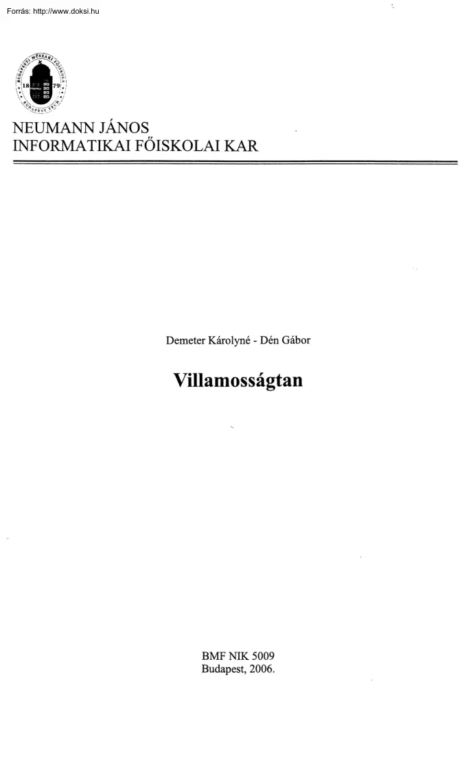 Demeter-Dén - Villamosságtan