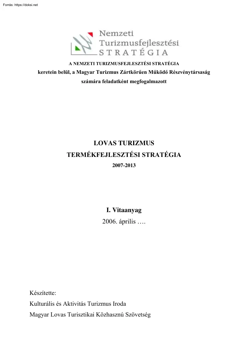 Lovas turizmus termékfejlesztési stratégia