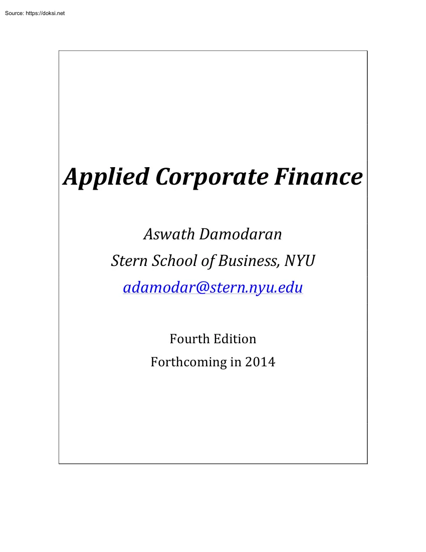 Aswath Damodaran - Applied Corporate Finance
