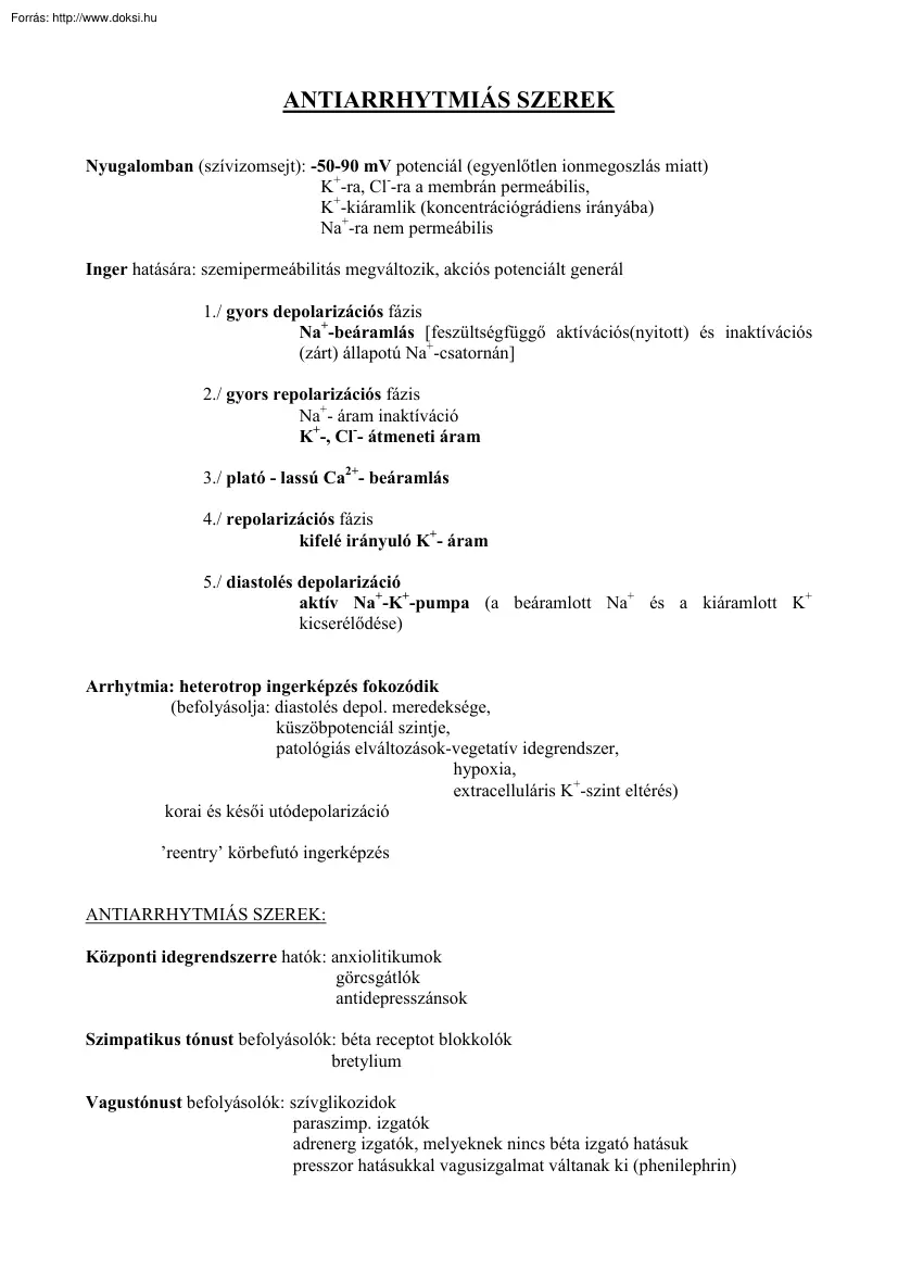 Antiarrhytmiás szerek
