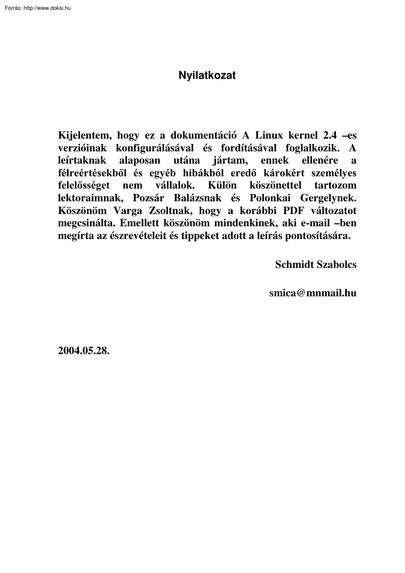 Schmidt Szabolcs - A Linux kernel konfigurálása és fordítása