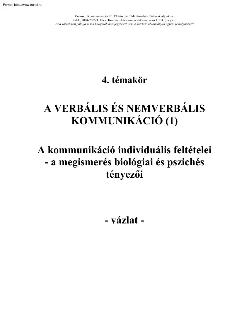 A kommunikáció individuális feltételei