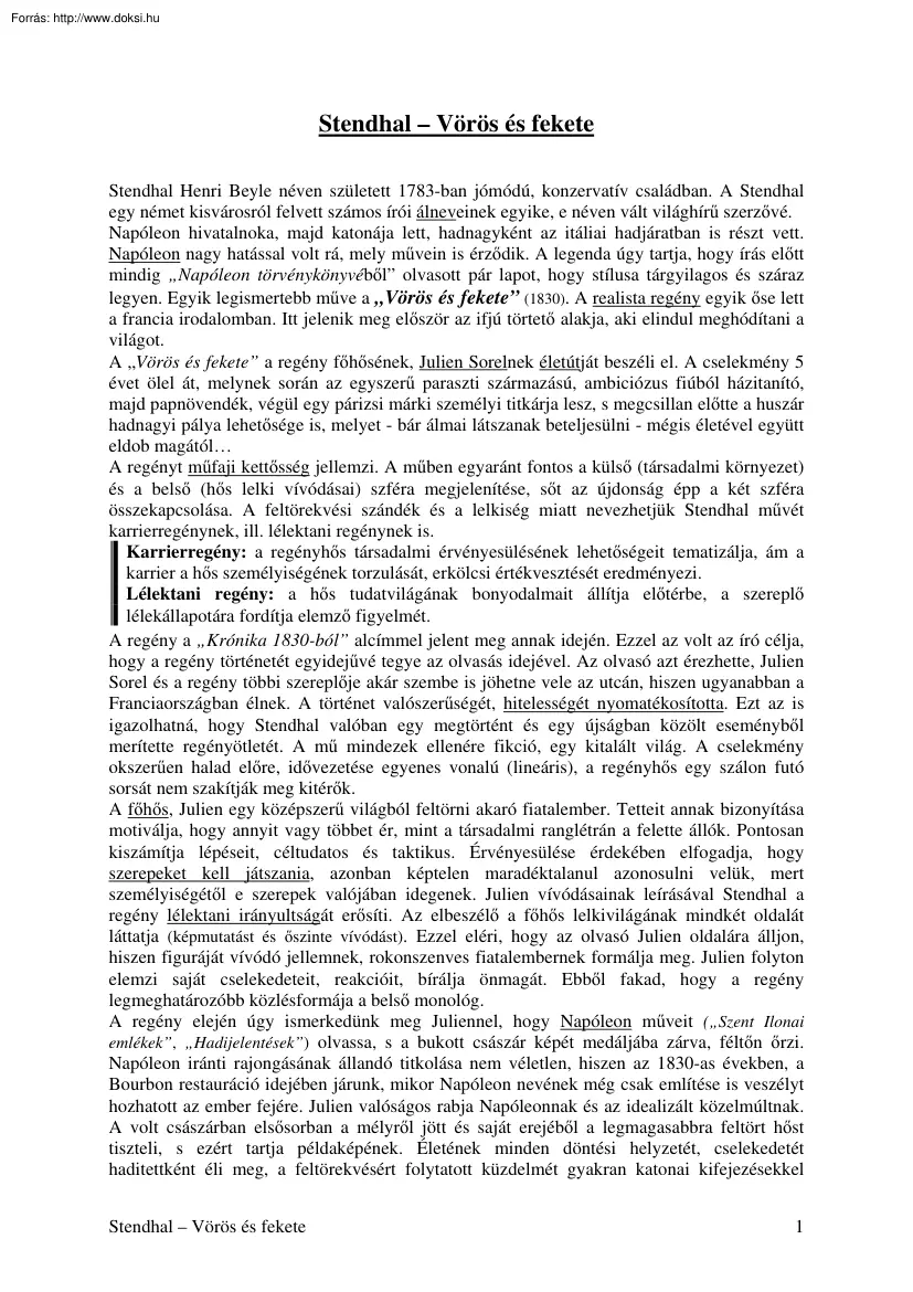 Stendhal  - Vörös és fekete