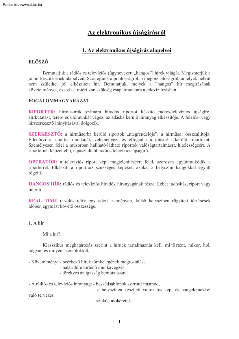 Az elektronikus újságírásról