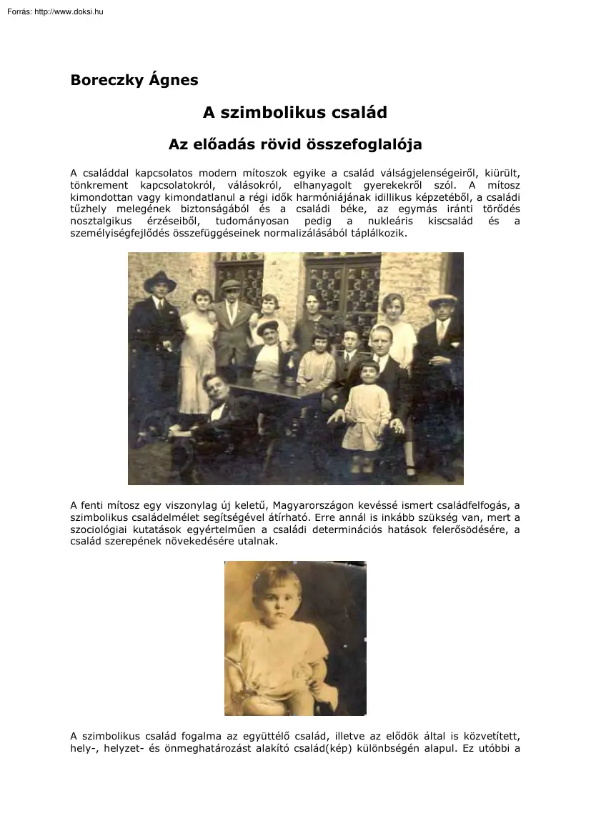 Boreczky Ágnes - A szimbolikus család