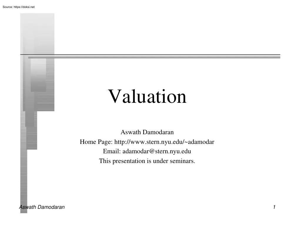 Aswath Damodaran - Valuation