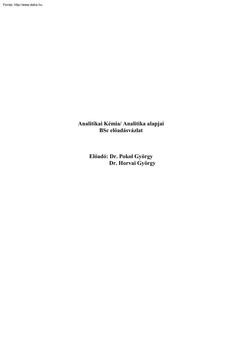 Pokol-Horvai - Analitikai Kémia