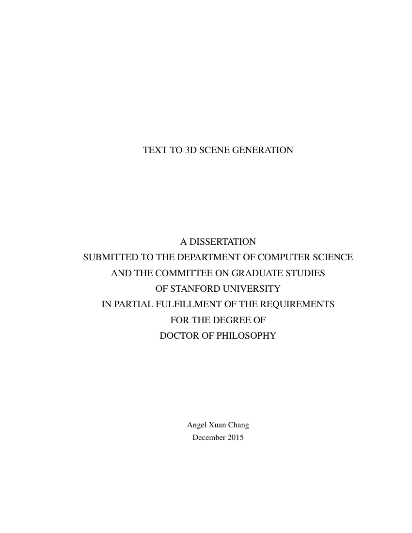 Angel Xuan Chang - Text to 3D Scene Generation