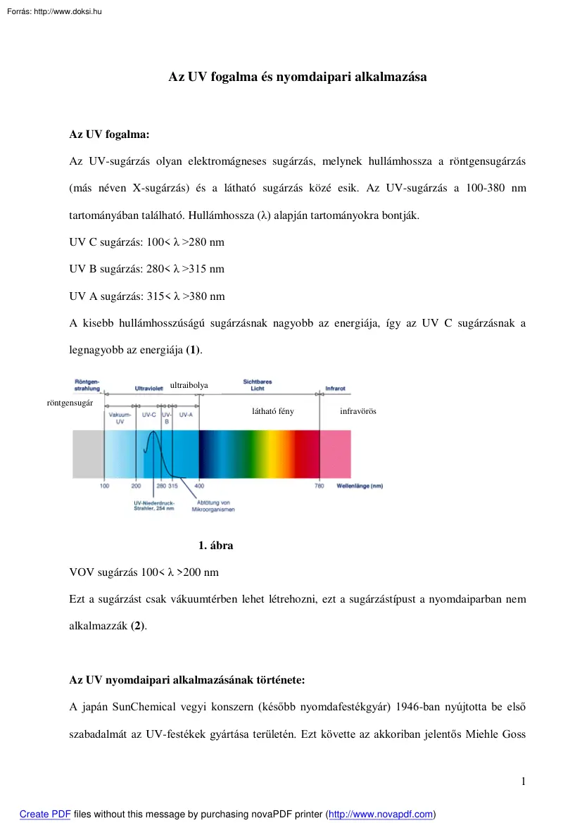 Az UV fogalma és nyomdaipari alkalmazása