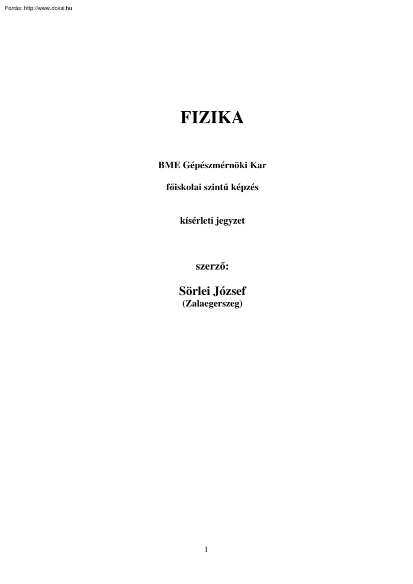 BME Sörlei József - Fizika