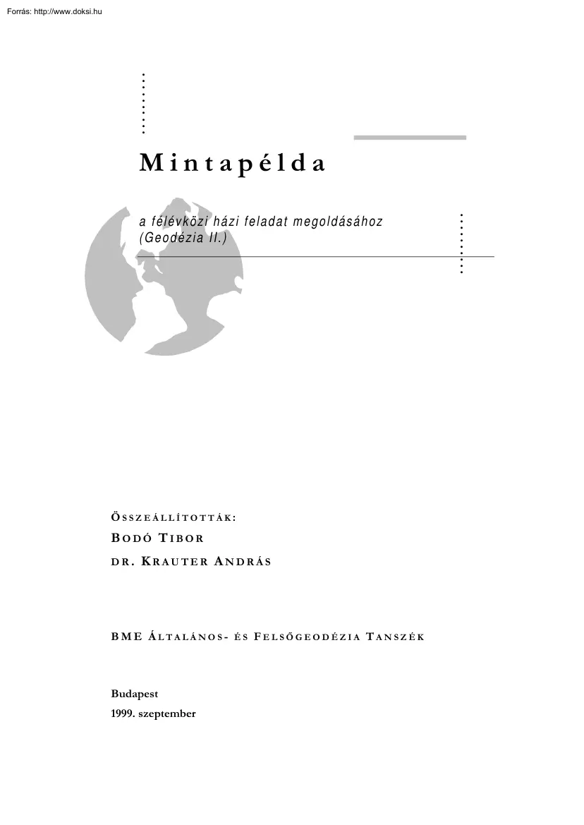Dr. Krauter-Bodó - Geodézia mintapélda