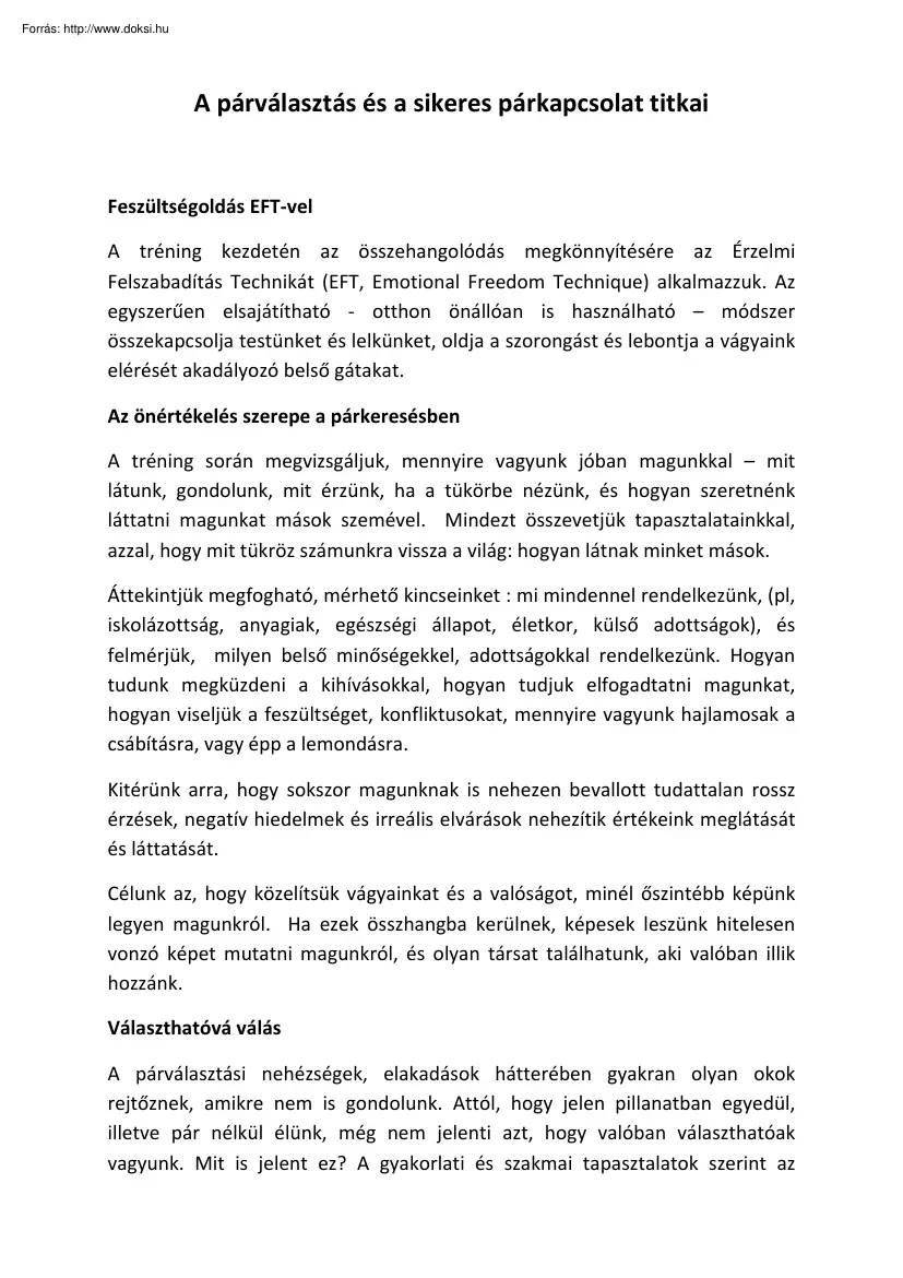 A párválasztás és a sikeres párkapcsolat titkai
