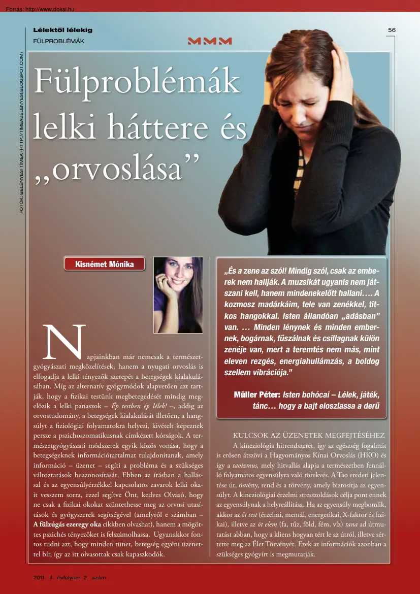 Kisnémet Mónika - Fülproblémák lelki háttere és orvoslása