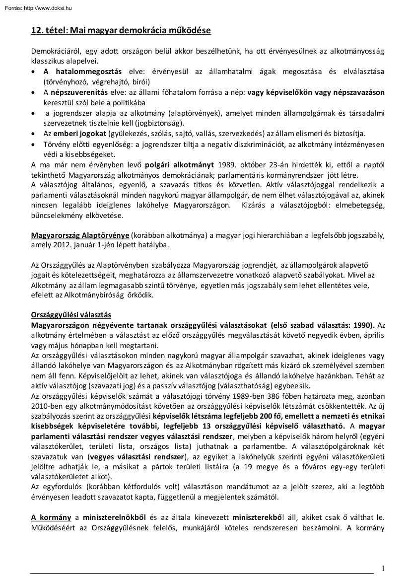 Ádám Péter Pál - Mai magyar demokrácia működése