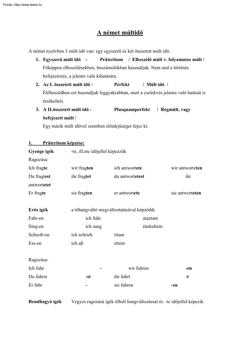 A német múltidő