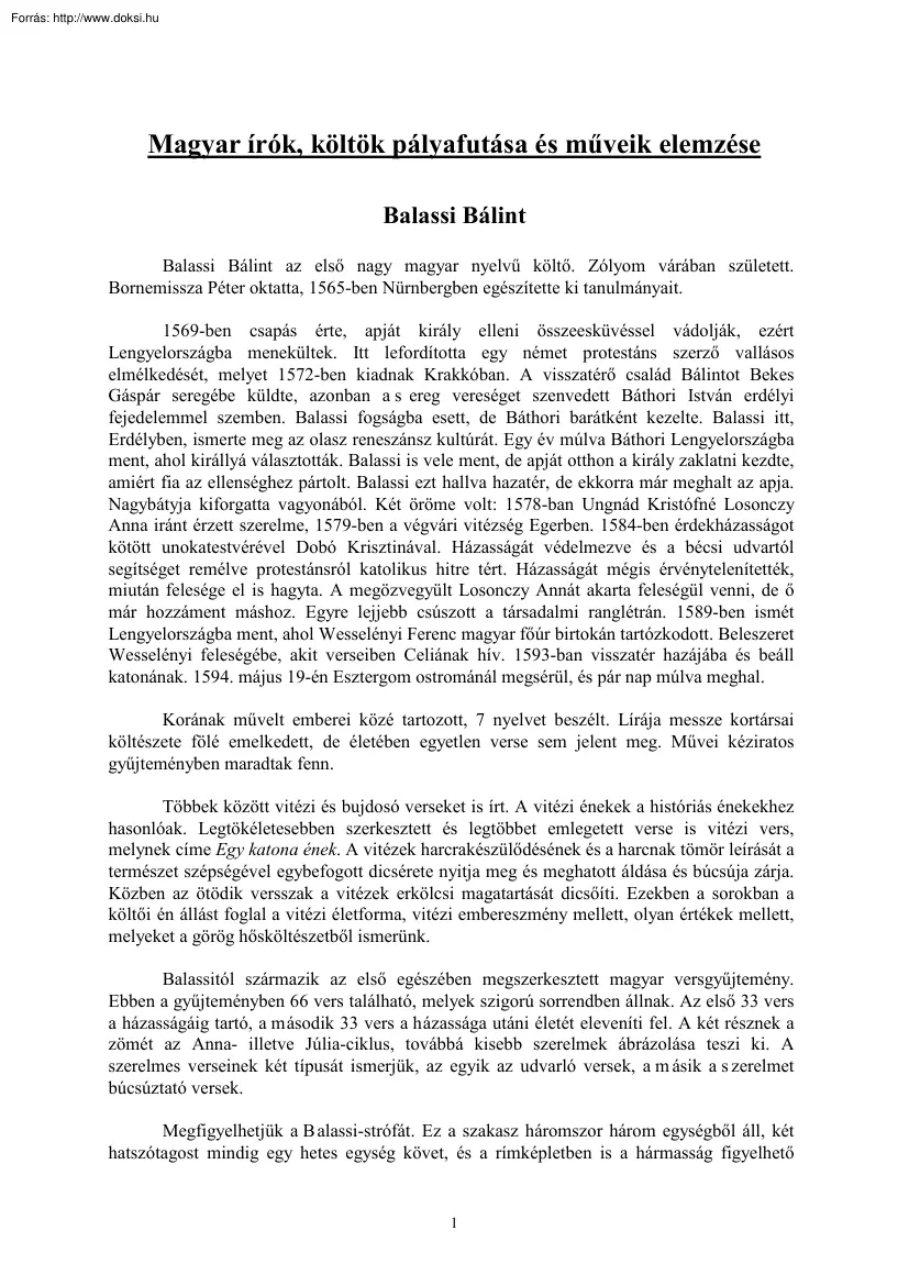 Magyar írók, költök pályafutása és műveik elemzése