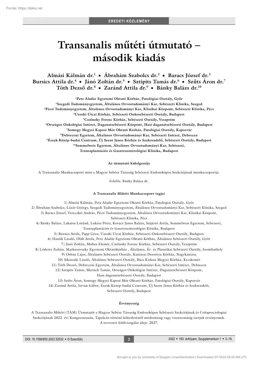 Transanalis műtéti útmutató, második kiadás