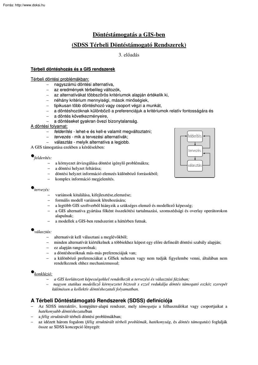 Döntéstámogatás a GIS-ben