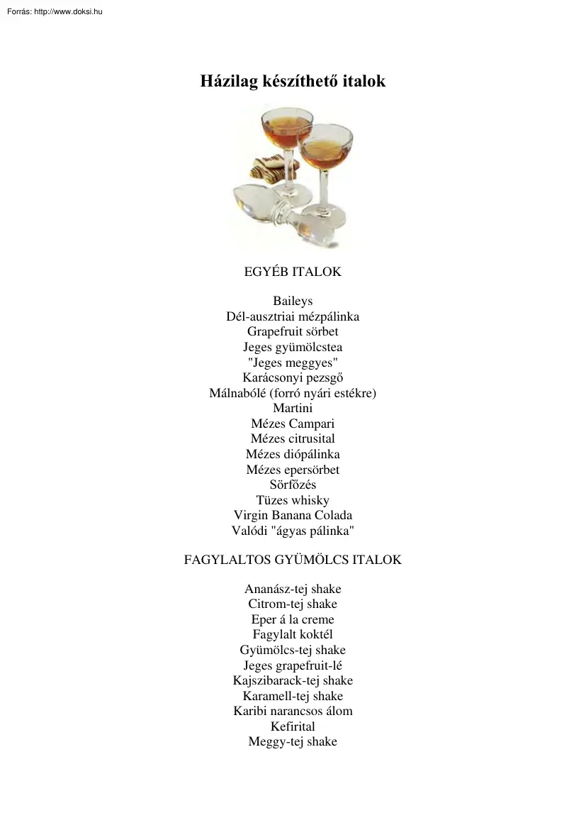 Házilag készíthető italok