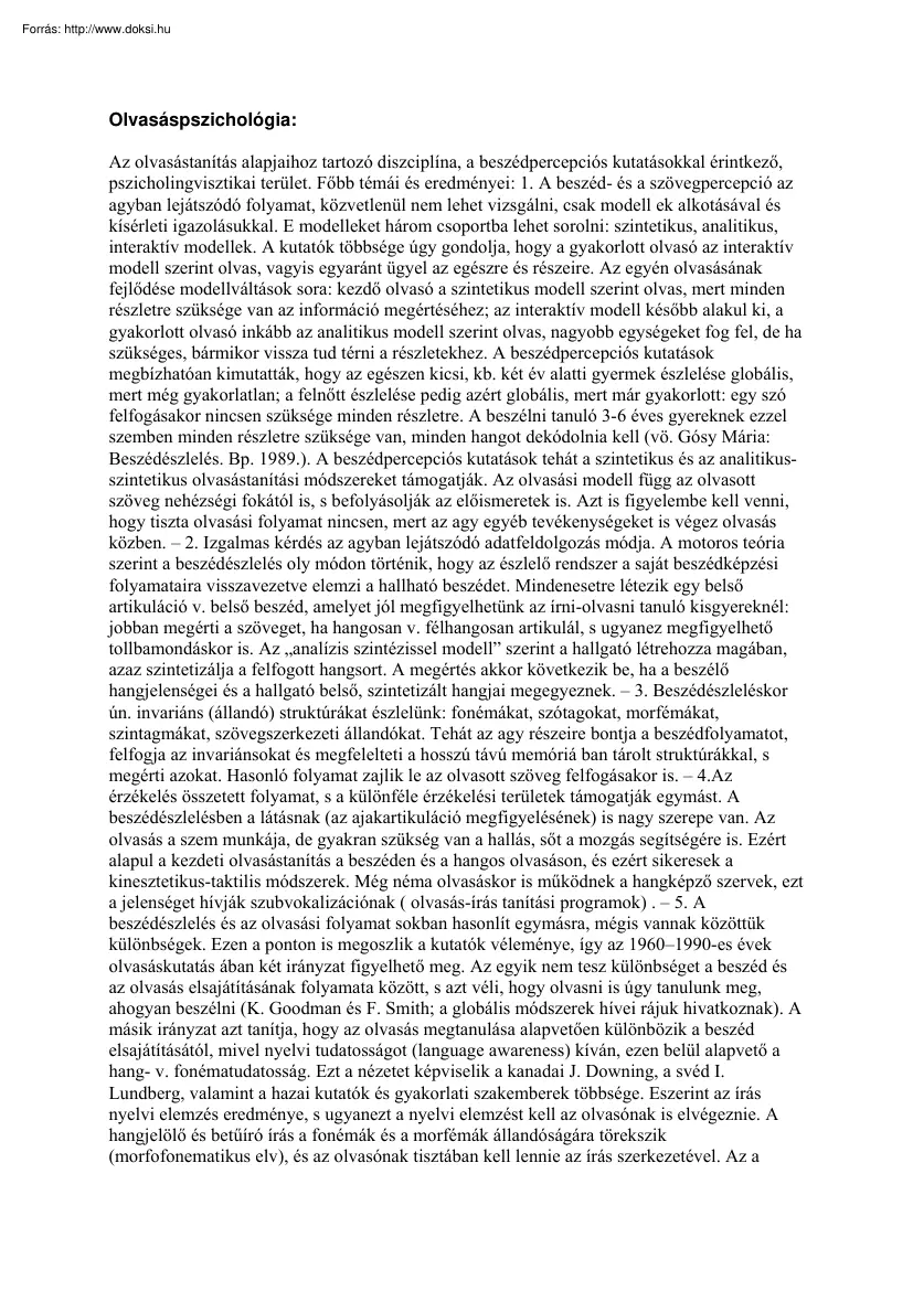 Olvasáspszichológia