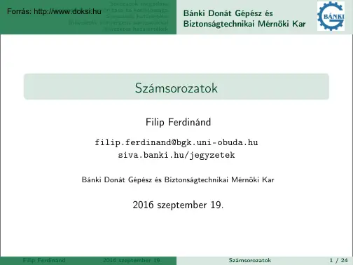 Filip Ferdinánd - Számsorozatok