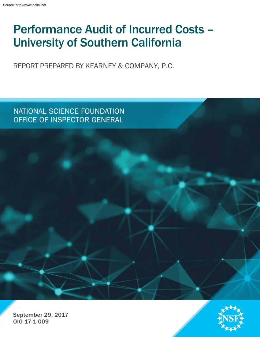 Performance Audit of Incurred Costs, University of Southern California