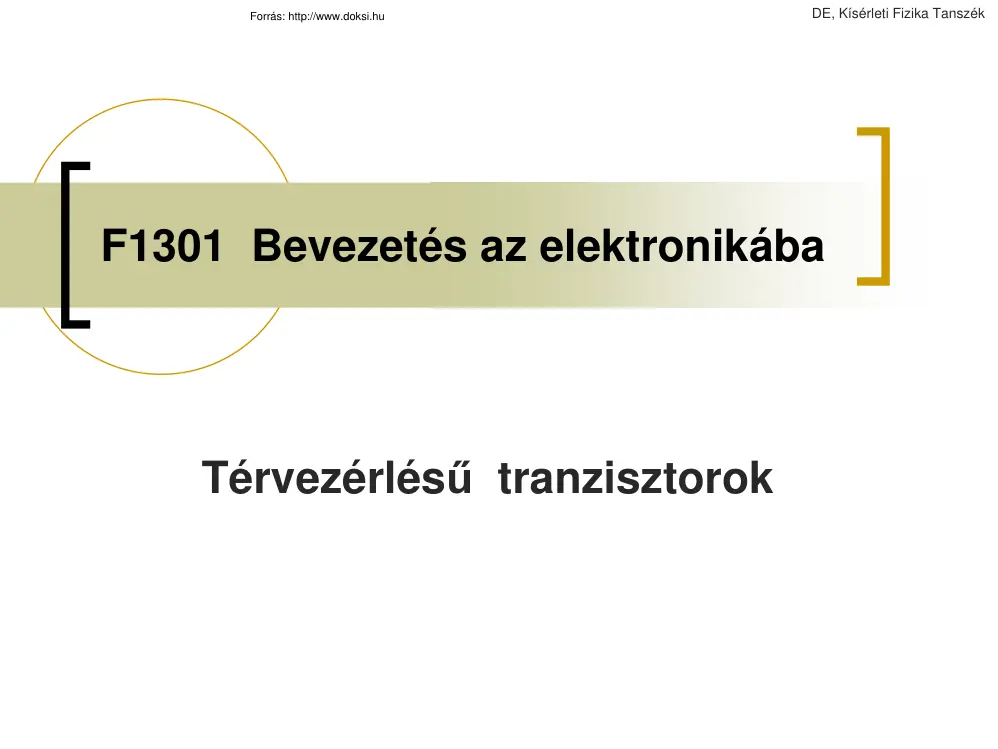 Térvezérlésű tranzisztorok