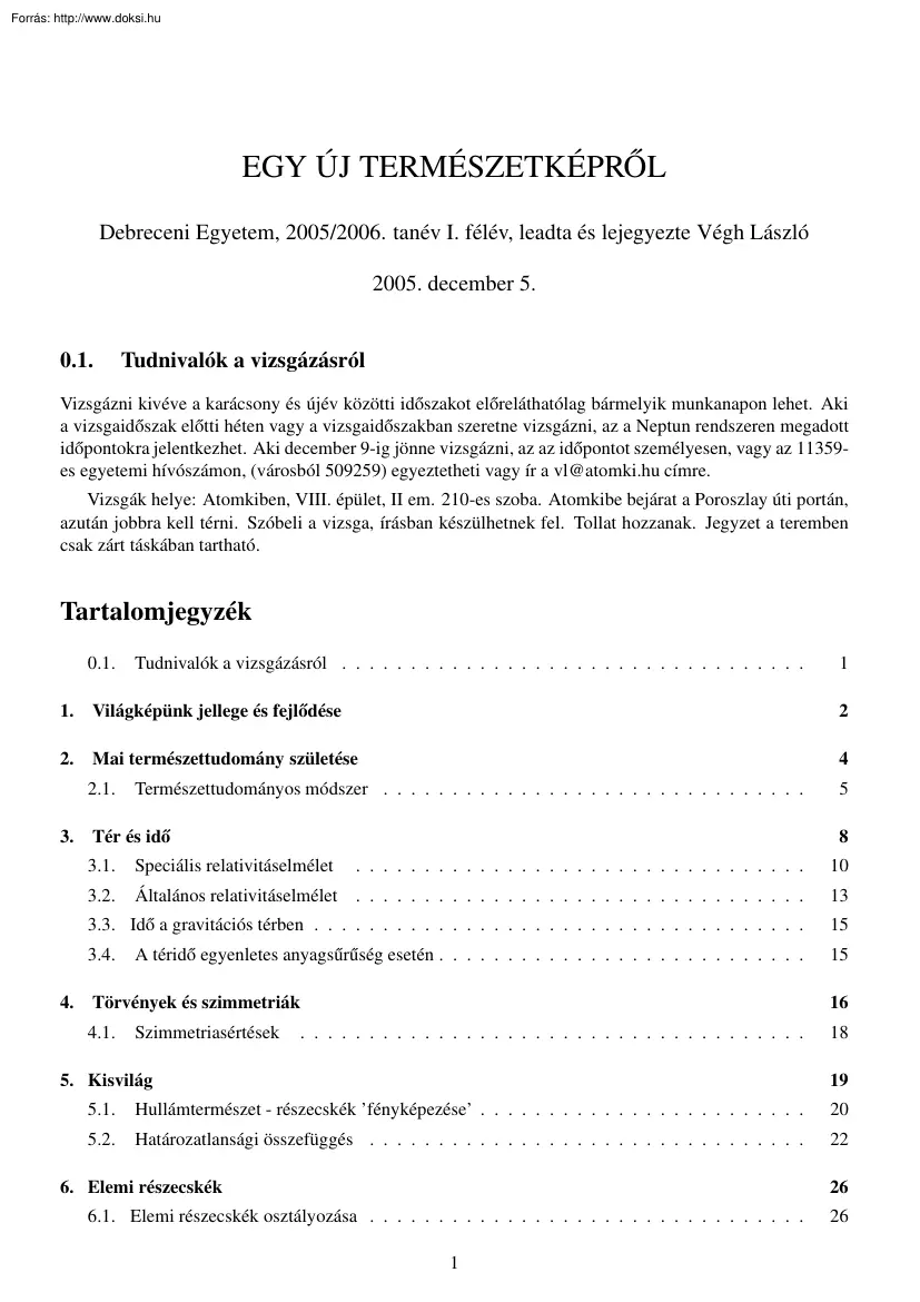 Végh László - Egy új természetképről