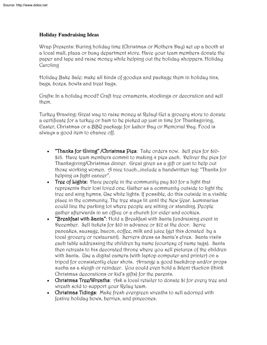 Holiday Fundraising Ideas