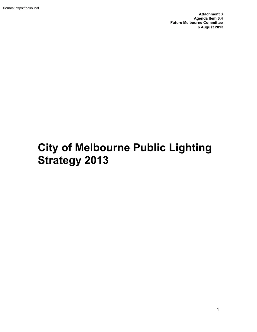 City of Melbourne Public Lighting Strategy