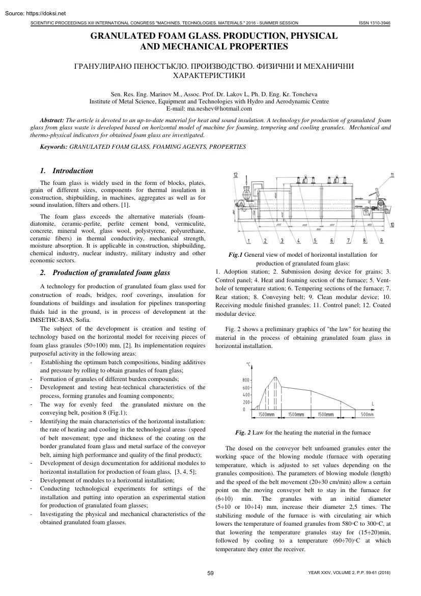 Granulated Foam Glass Production, physical and mechanical properties