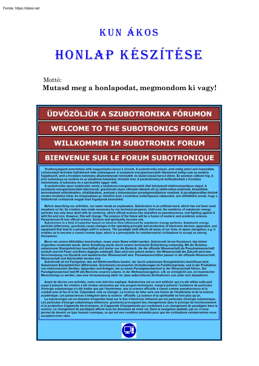 Kun Ákos - Honlap készítése