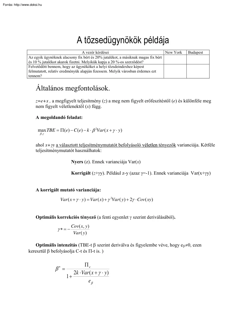 A tőzsdeügynökök példája