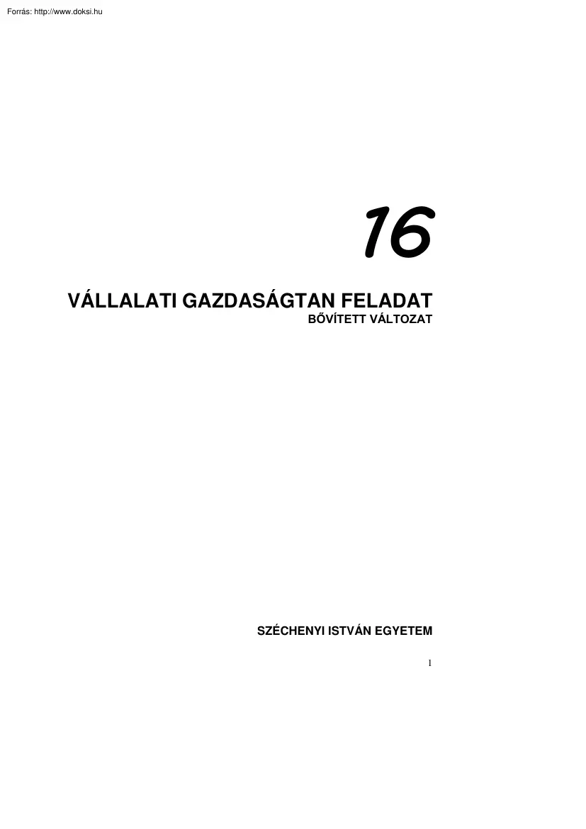 16 vállalati gazdaságtan feladat