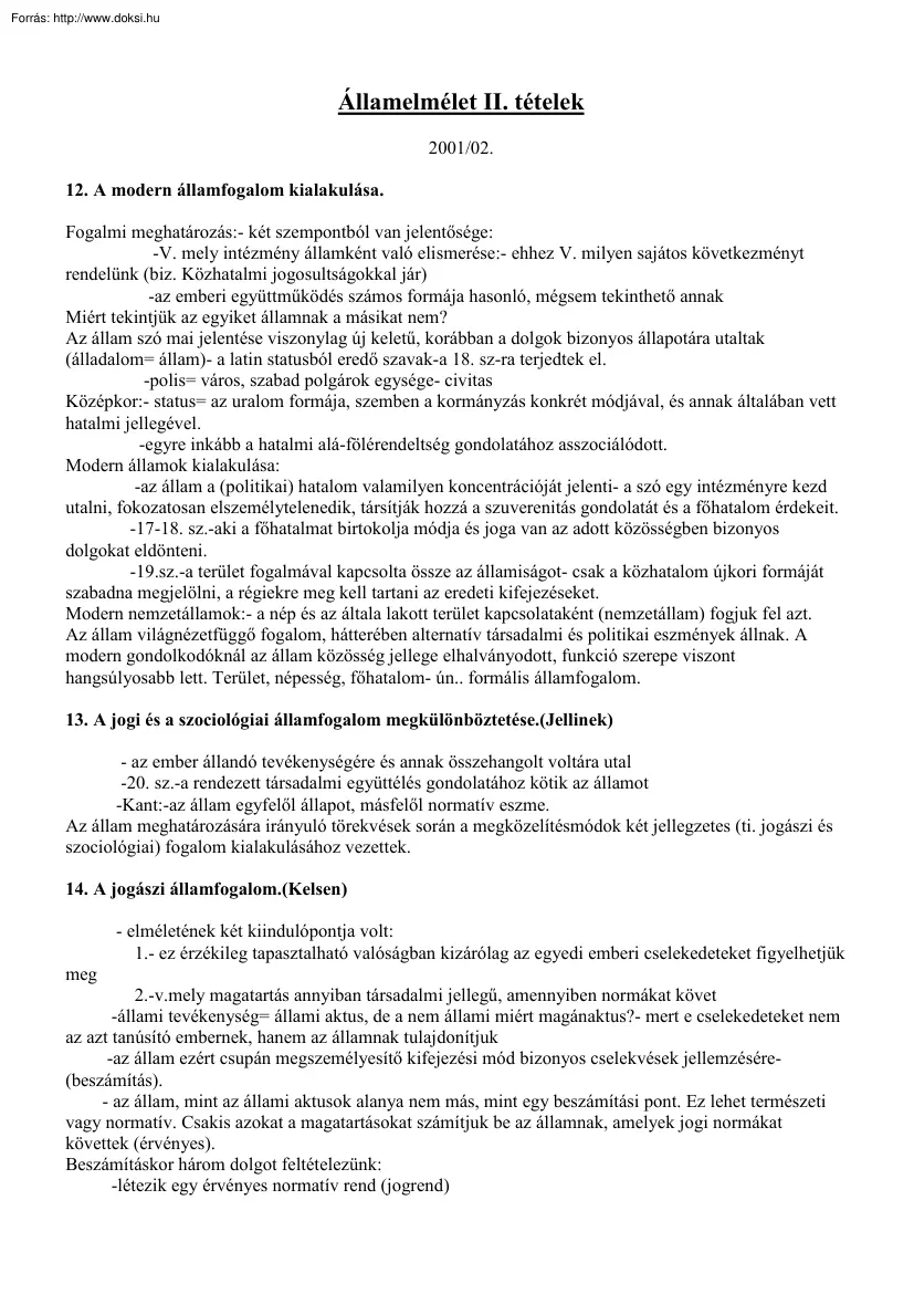 Államelmélet II tételek, 2002