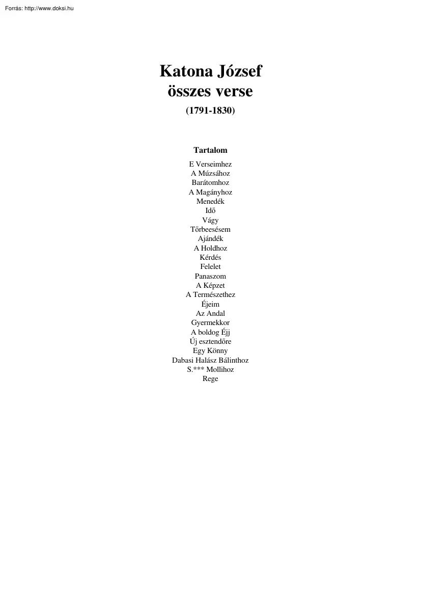 Katona József összes verse