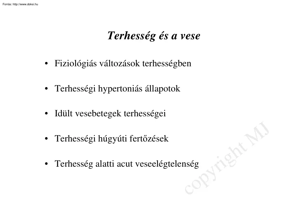 A terhesség és a vese