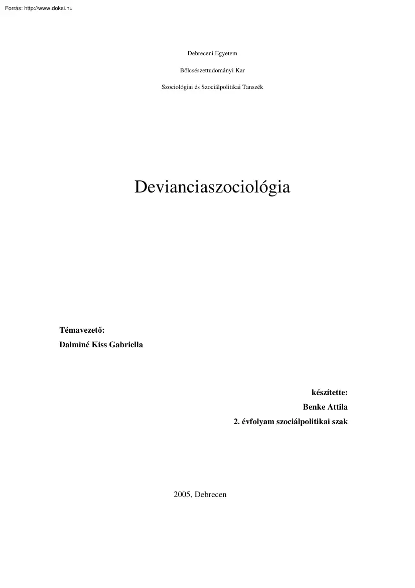 Benke Attila - Devianciaszociológia