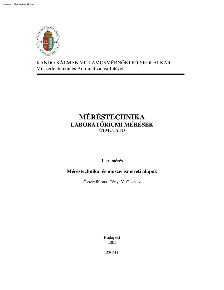 BMF Méréstechnikai és műszerismereti alapok