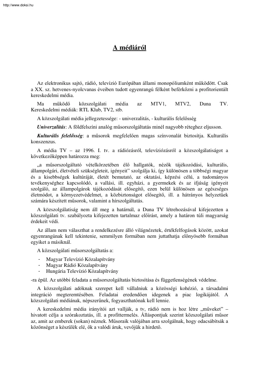 A médiáról